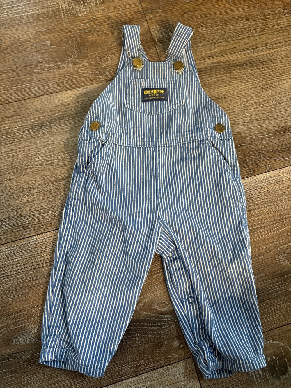 OshKosh B'gosh Blue & White Stripe Kids Overalls vintage 12 months